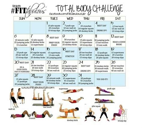 30 Day Total Body Challenge Beach Ready Pinterest