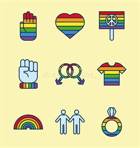 bundle of nine lgtbi genders flat style set icons stock vector