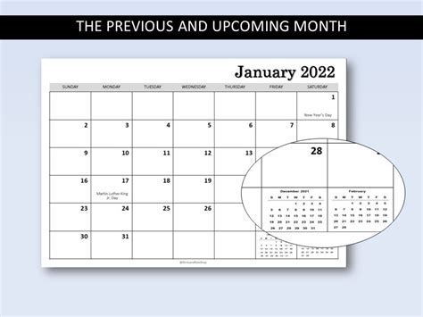 2022 Monthly Calendar Printable Plain Calendar Planner Etsy Uk