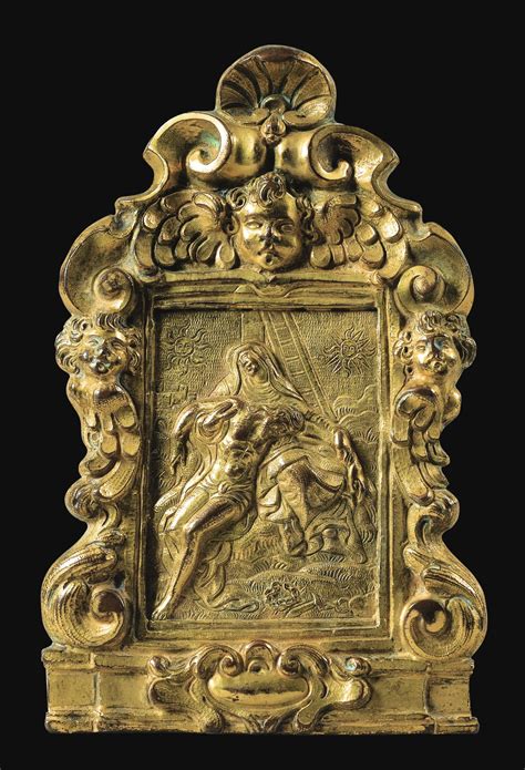 France Ou Italie Xvie Siècle Pietà A French Or Italian 16th Century Gilt Bronze Pax Figuring