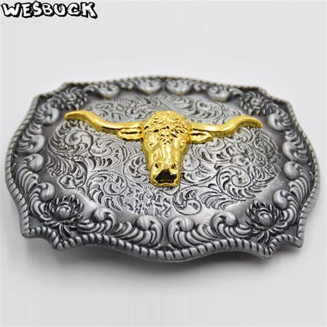 Wesbuck Brand Gold Bull Belt Buckles For Men Women Animal Western