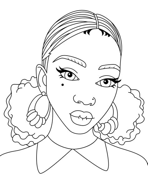 Simple African Black Woman Vector Afro Girl Pink Hairstyle Vector