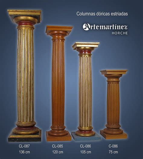 Columnas Dóricas Estriadas En Distintos Tamaños Tallada En Madera