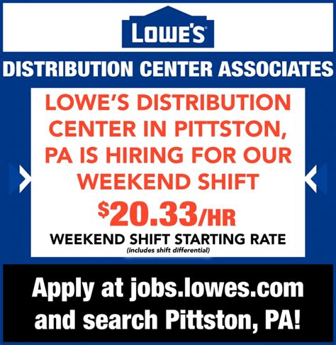 Distribution Center Associates Lowes Distribution Center Pittston Pa