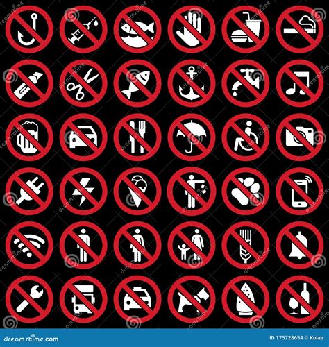 Conjunto De Signos Prohibidos Ilustración Del Vector Ilustración De