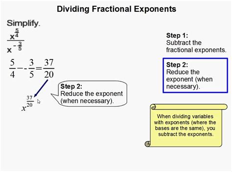 How To Divide Fractional Exponents Youtube