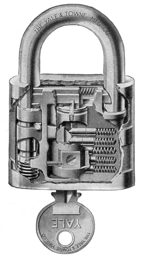 Yale Pin Tumbler Lock Cross Section Invented By Linus Yale Jr