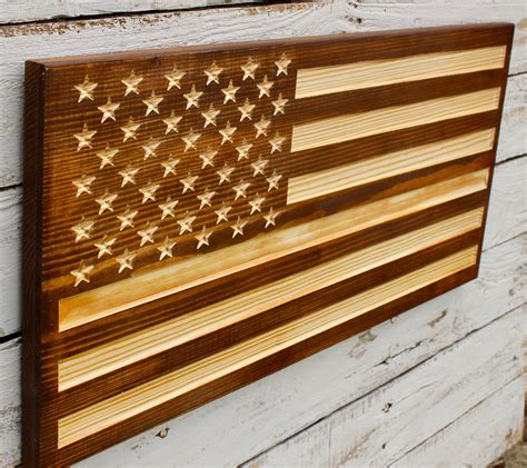 Wood American Flag Wall Art Carved Wood Wall Art Wooden Us Etsy