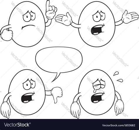 Black And White Crying Egg Set Royalty Free Vector Image