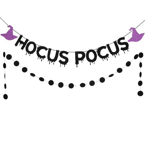 Black Glittery Hocus Pocus Banner And Circle Dots Garland Disney