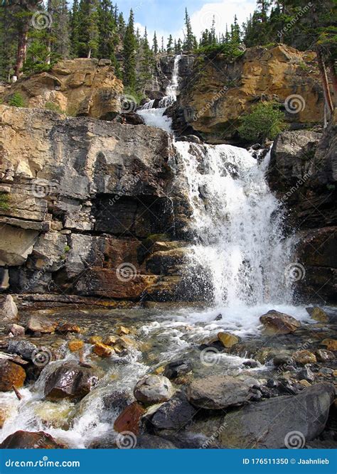 Jasper National Park Beautiful Tangle Falls Near Sunwapta Pass