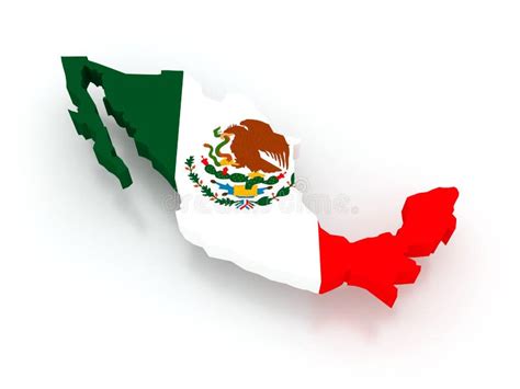 Mapa De México Con La Bandera En Blanco Ilustración Del Vector