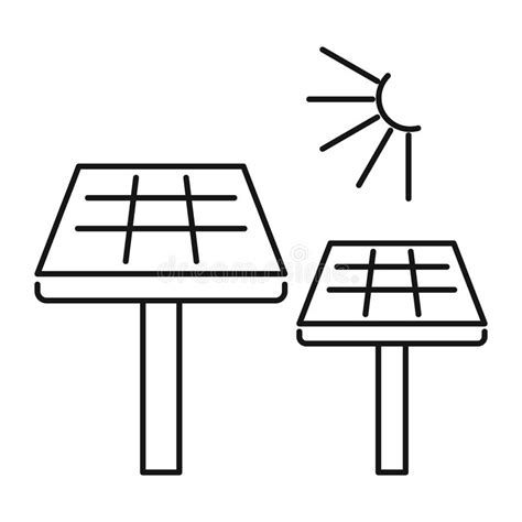 Solar Panel Icon Outline Style Stock Vector Illustration Of Energy