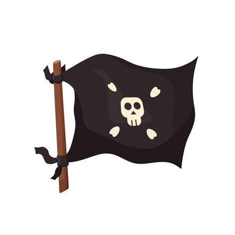 Uma Bandeira Pirata Com Um Símbolo De Caveira Branca Ilustração