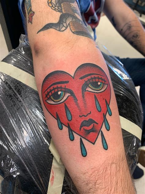 Crying Heart By Drew Cottom At Amillion Tattoo In Austin Tx