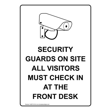 Portrait Security Guards On Site Sign With Symbol Nhep 31516