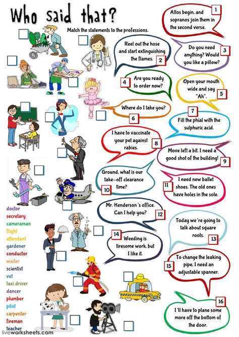 Pin On Jobs And Occupations Esl English Worksheets