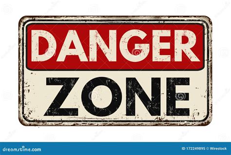 Illustrated Warning Sign Of Danger Zone In White And Red Stock