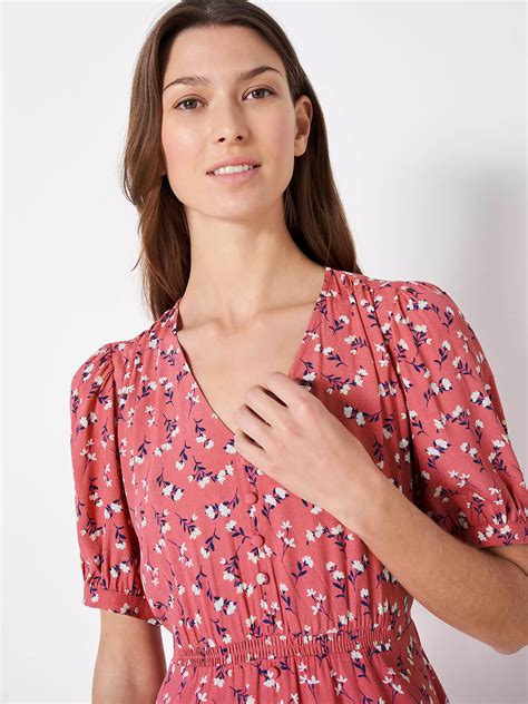 Crew Clothing Lola Floral Print Dress Pink At John Lewis And Partners