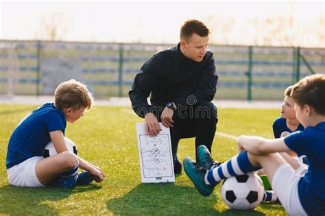 Football Coach Coaching Children Soccer Football Training Session For