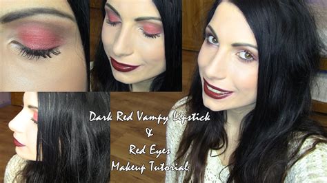 Dark Red Vampy Lips And Red Eyes Makeup Tutorial Youtube