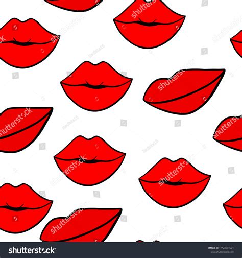 Vector Illustration Red Lips Pattern Kiss Stock Vector Royalty Free