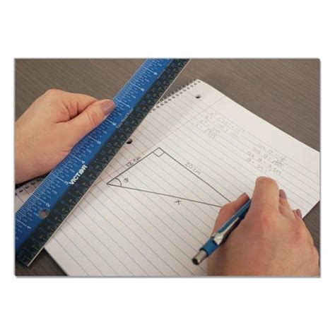 Easy Read Stainless Steel Ruler Standardmetric 125 Long Blue