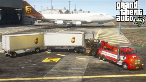 Gta 5 Real Life Mod 256 Heavy Wrecker Towing A Ups Semi Truck And Double
