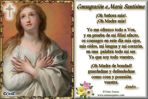 Rincón De La Oración Estampa Oración Consagración A María Santísima
