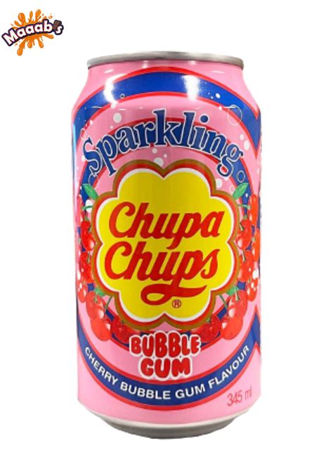 chupa chups cherry bubble gum soda 345ml pack of 24 maaabs