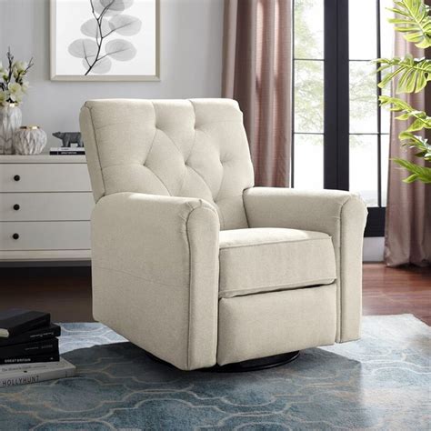 Lastly, the three toss pillows are nestled between the curved back shape allowing for add style to your space with the thomasville snuggle swivel chair that offers quality features in construction, fabric and styling. Coomer Swivel Reclining Glider | Rocker chairs, Glider ...