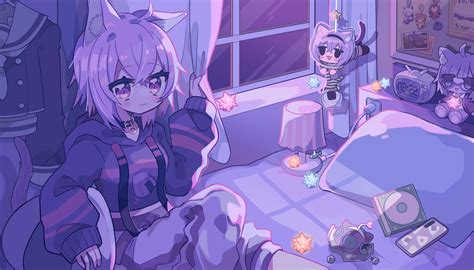 Purple Anime Cat Girl Wallpapers Wallpaper Cave