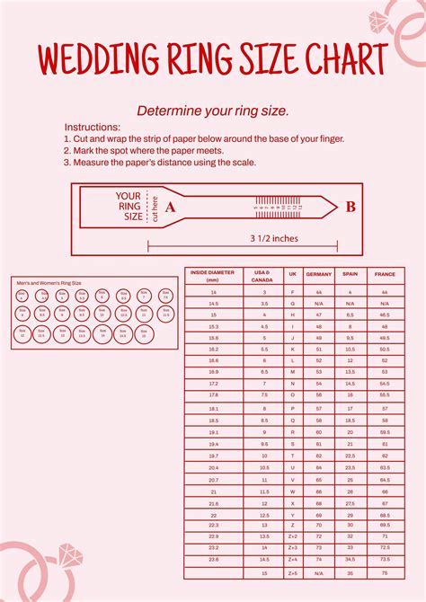 Wedding Ring Size Chart Template In Illustrator Pdf Download