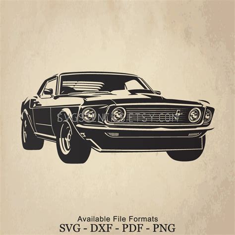 Svg Ford Mustang Fastback 1969 Stencil Silhouette Studio Etsy