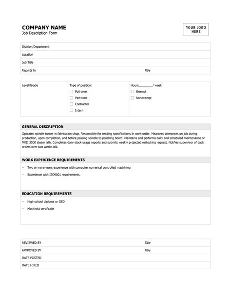 47 Job Description Templates And Examples Templatelab