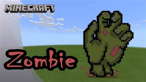 Minecraft Pixel Art Tutorial And Showcase Zombie Hand Happy Halloween Youtube