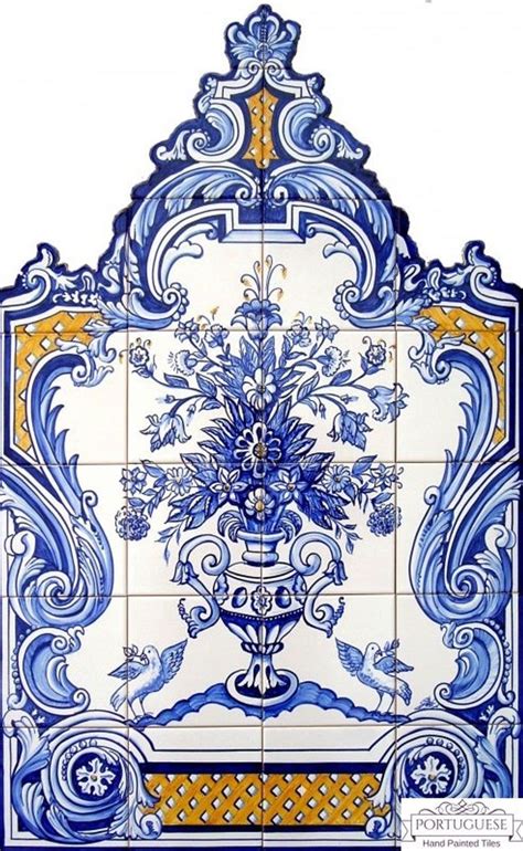 Portuguese Hand Painted Tiles Blue Flower Vase Ref Pt2225 Etsy In
