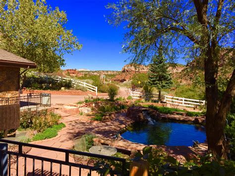 there is a small pond in the middle of this yard