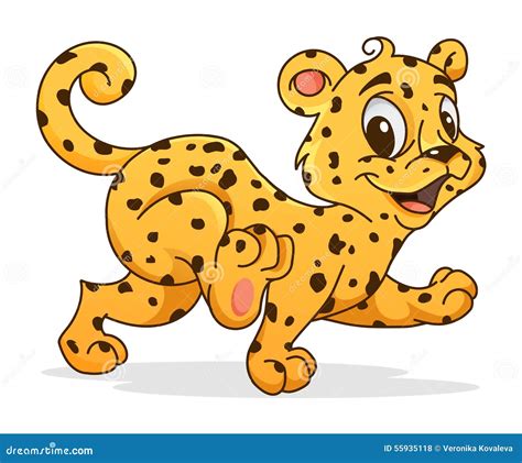 Cute Leopard Cartoon Stock Vector Illustration Of Happy 55935118
