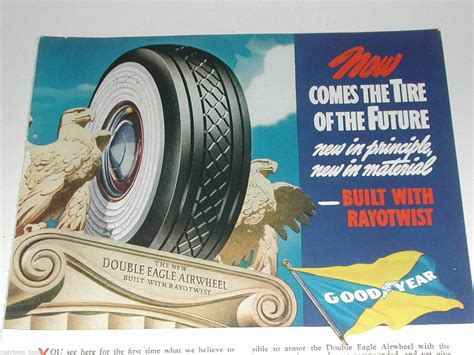 1938 Goodyear Tire Ad Double Eagle Tire Color Art Goodyear Tires