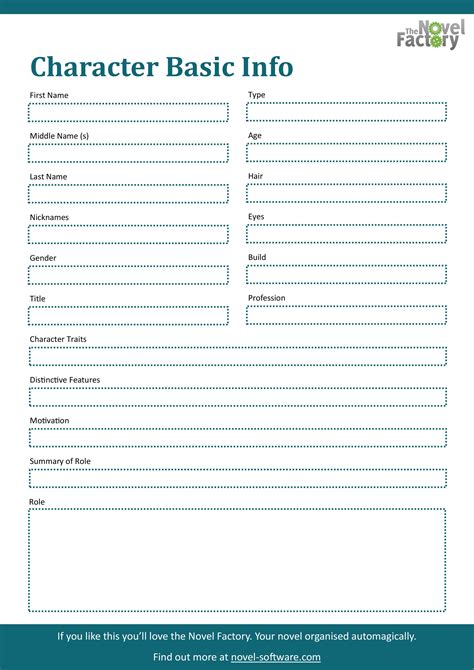 Character Basic Profile Worksheet A Free Downloadable Printable Pdf