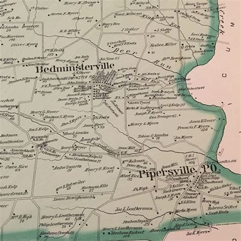 1891 Map Of Bedminster Township Bucks County Pennsylvania Etsy