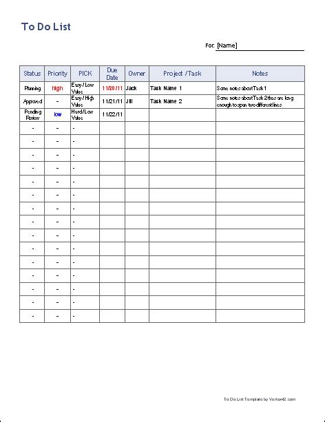 Free To Do List Template For Excel Get Organized