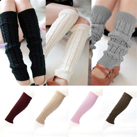 Hot Fashion Leg Warmers Women Warm Knee High Winter Knit Solid Crochet Leg Warmer Socks Warm