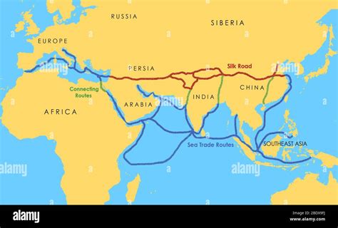 Un Mapa Que Muestra Una Red De Rutas Comerciales Medievales Incluyendo