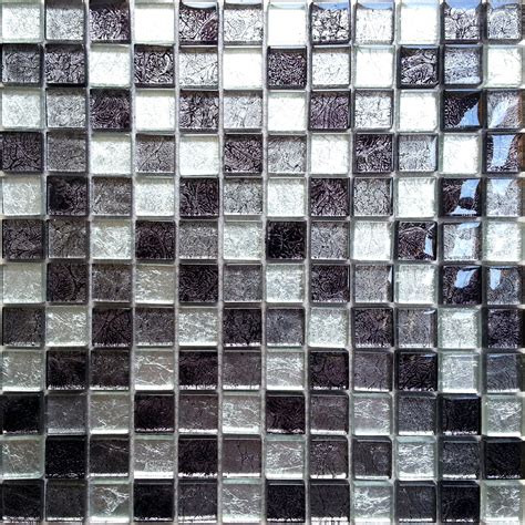 Black And Silver Glass Randomly Mixed Bathroom Kitchen Mosaic Tiles Sheet Mt0004 Ebay