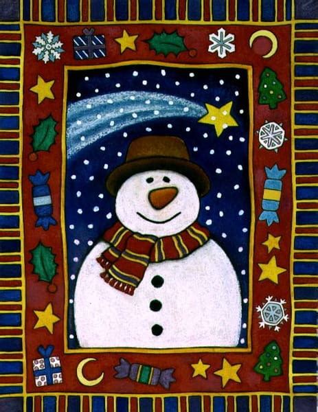 Snowman And Shooting Star By Cathy Baxter Fine Art Print