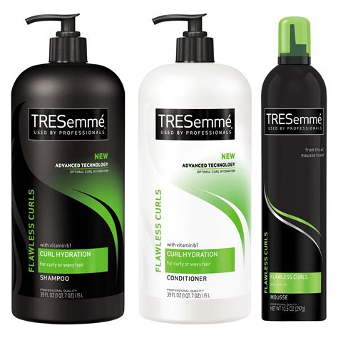 Tresemme flawless curls shampoo hair shampoo nourishes and strengthens for flawless ringlets and waves. Tresemme Curl Hydration Shampoo + Conditioner + Mousee Set ...
