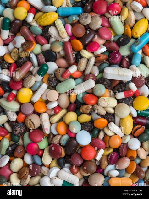Expired Medication Pills Tablets Capsules Dragees Full Frame Stock