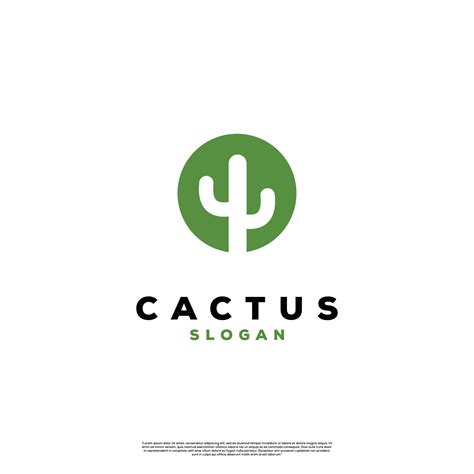 Simple Cactus Logo Design In Circle Illustration 8458951 Vector Art At